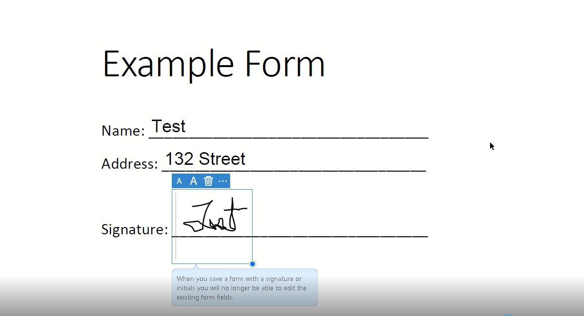 Пример размещения электронной подписи в документе PDF