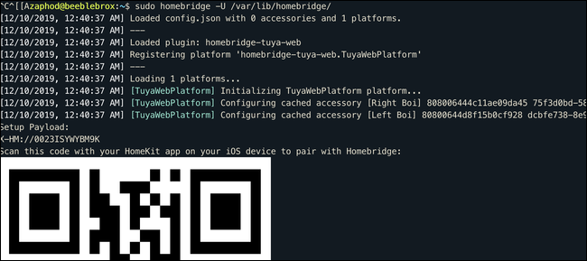 QR-код Homebridge в терминале