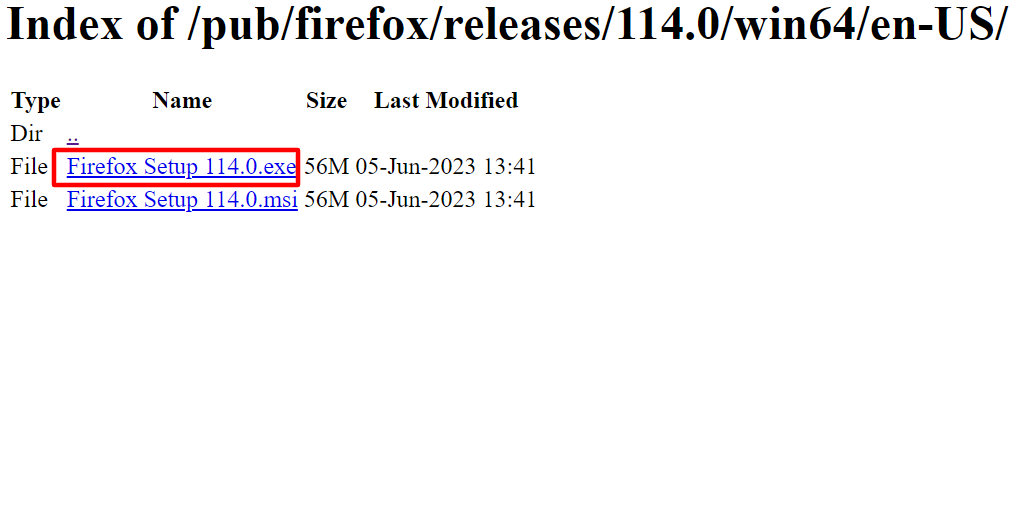 Скачивание установщика Firefox нужной версии