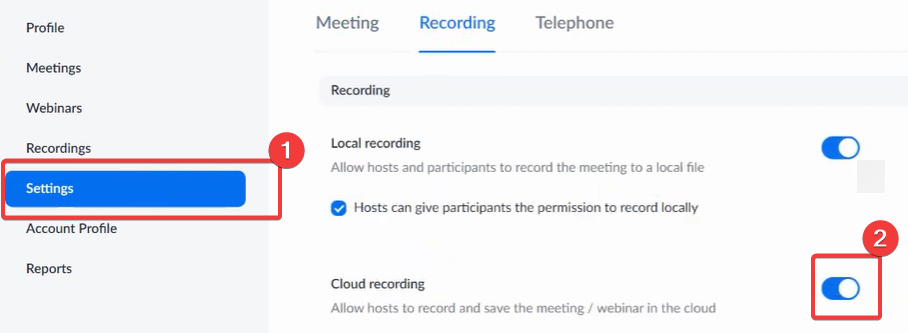 Настройка облачной записи в Zoom
