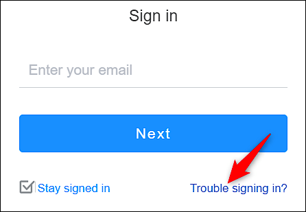Форма входа Yahoo с ссылкой для проблем со входом