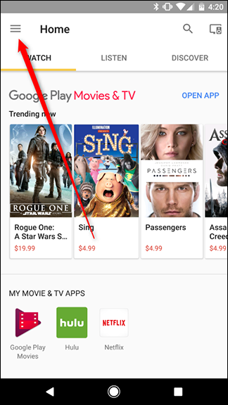 Меню приложения Google Home с пунктом 'Offers'