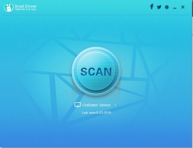 Главное окно Snail Driver с большой кнопкой Scan