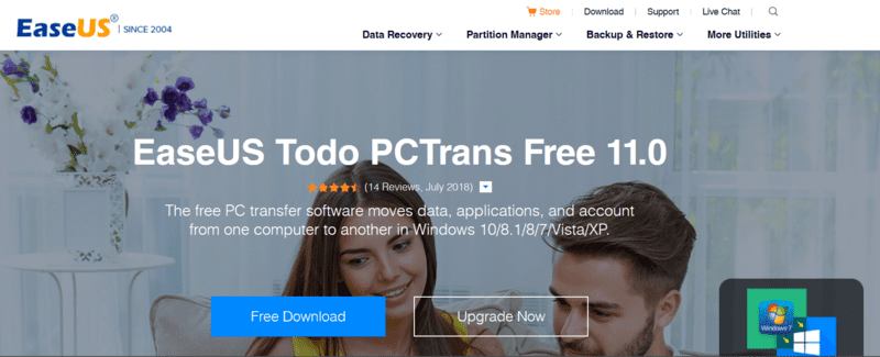 Страница загрузки EaseUS Todo PCTrans
