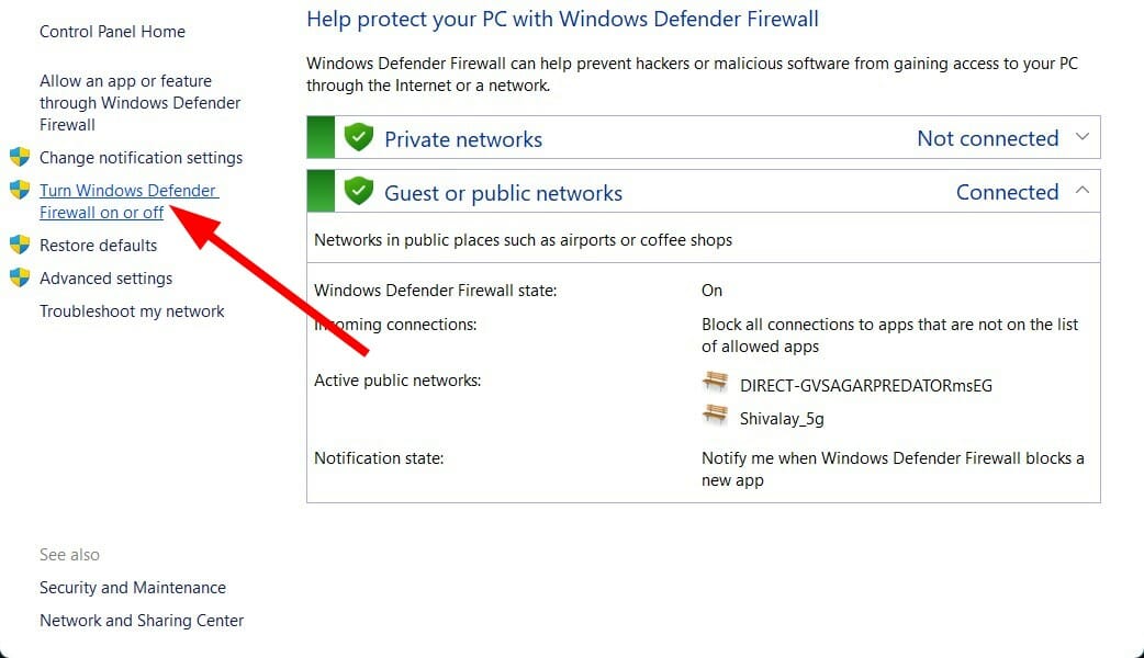 turn off windows firewall