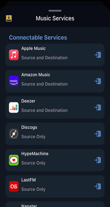 Вход в Spotify внутри SongShift