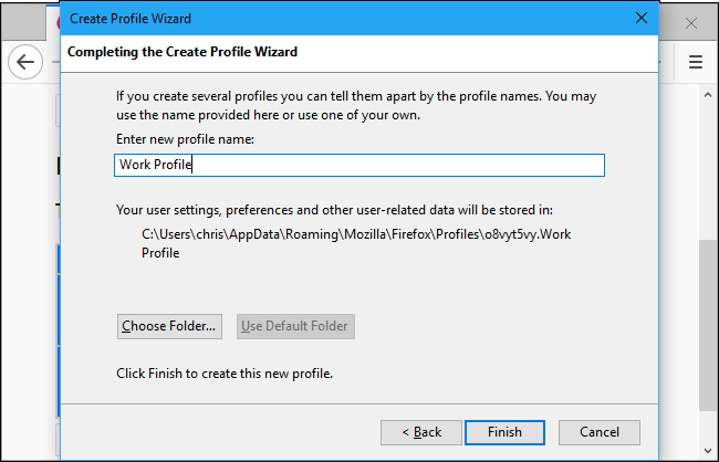 Иллюстрация: окно мастера создания профиля