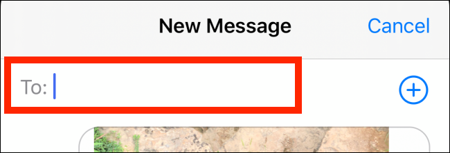 Добавление контакта в поле Кому в Сообщениях
