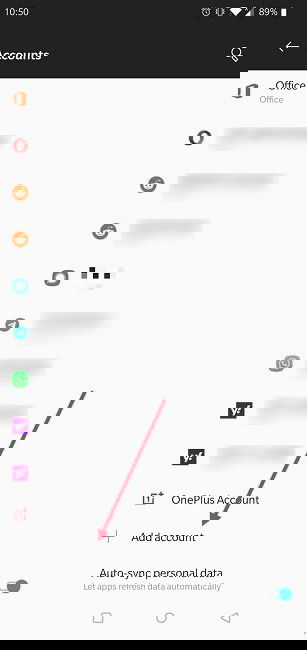 Кнопка добавления нового аккаунта в настройках Android