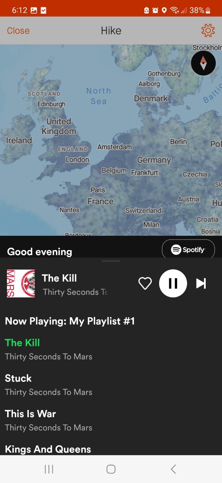 Запуск воспроизведения Spotify в Strava