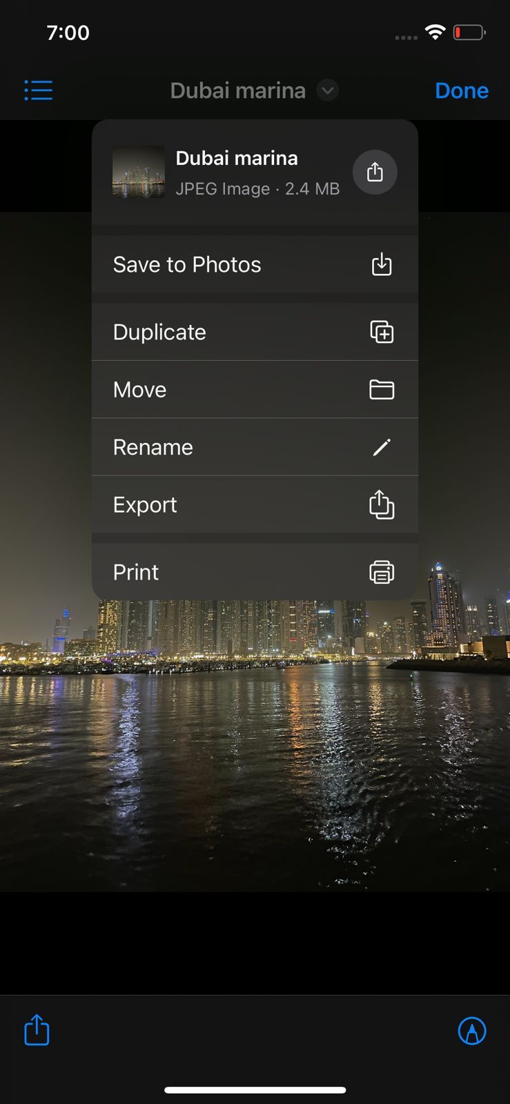опция Сохранить в Фото в Файлах