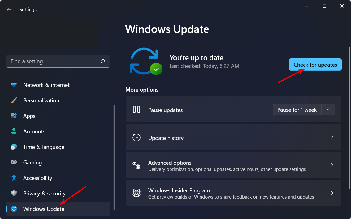 Проверка обновлений Windows