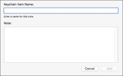 Диалог создания защищённой заметки: имя и содержание