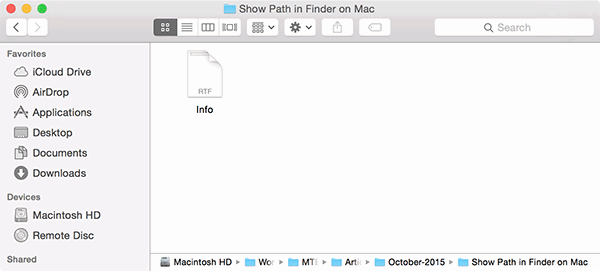Подробный вид панели пути в Finder с несколькими вложенными папками