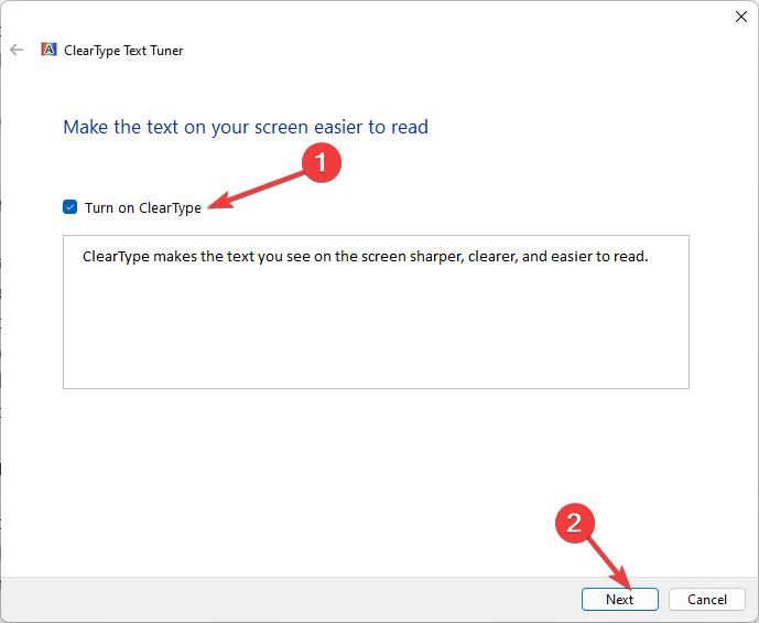 Включение ClearType
