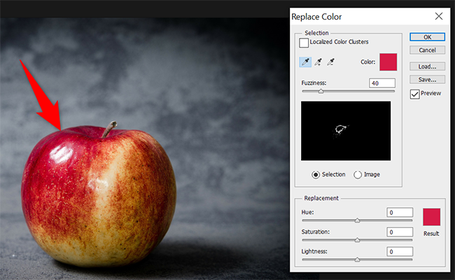 Кликните исходный цвет на изображении