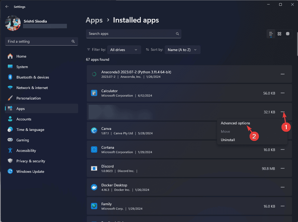 Параметры приложения