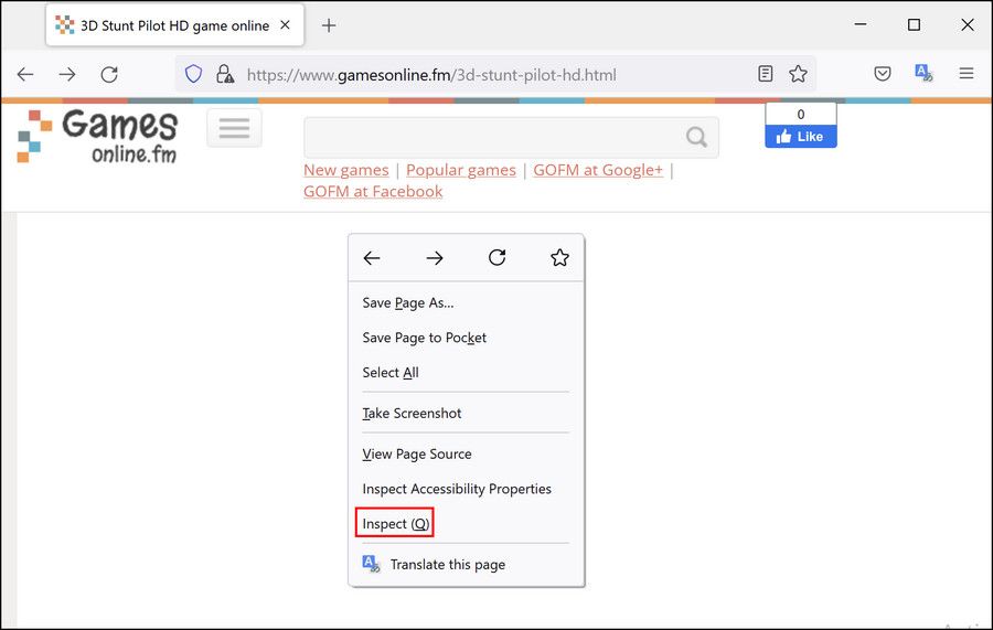 Опция «Просмотреть код» в Firefox