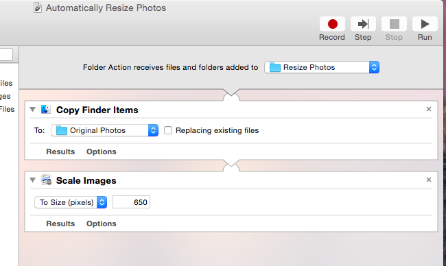 Пример рабочего потока для обработки изображений: копирование, сжатие, переименование
