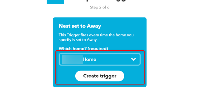 Выбор конкретного термостата Nest в выпадающем списке