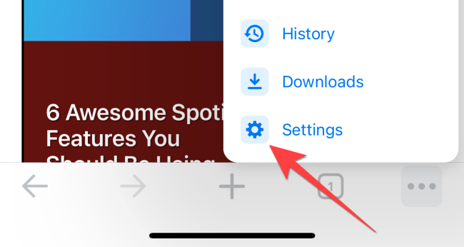 Экран настроек Chrome