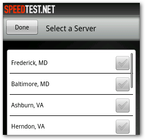 Выбор сервера для теста