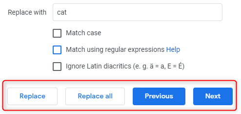 Кнопки замены и навигации
