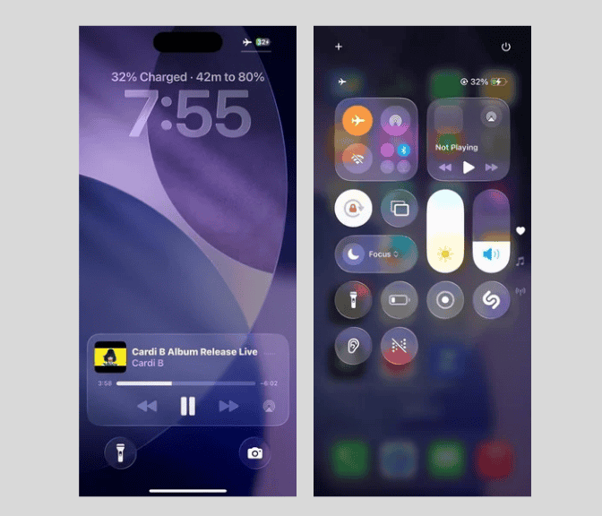 Capture montrant problèmes d’animation iOS 26 et saccades