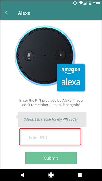 Ввод PIN для сопряжения TrackR и Echo