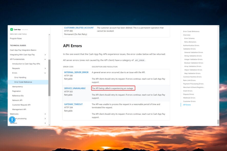Исправить Session Error Domain 503 в Cash App