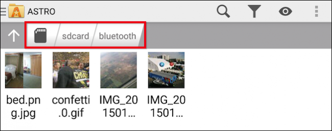 Папка Bluetooth в файловом менеджере Android