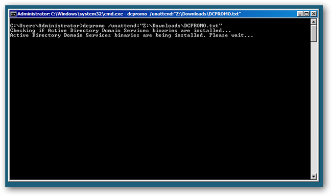 Установка Active Directory завершена, сервер перезагружается