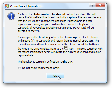 Управление захватом мыши в VirtualBox