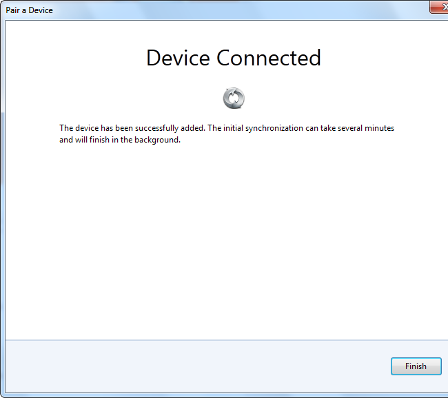 Список связанных устройств в панели Sync