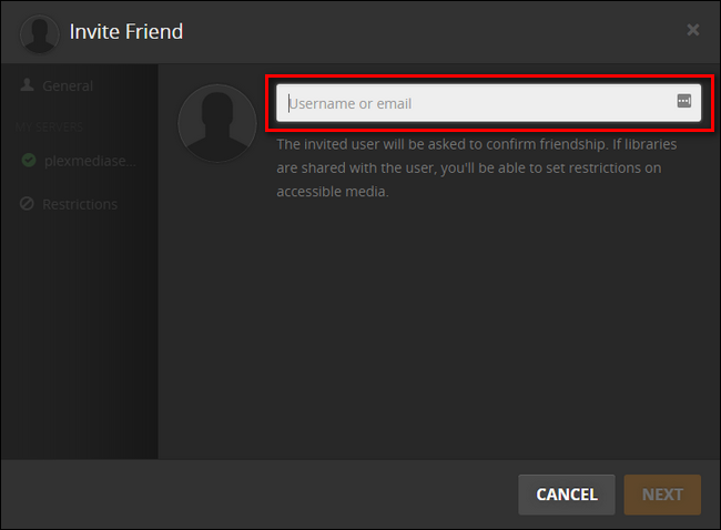 Окно ввода email для приглашения