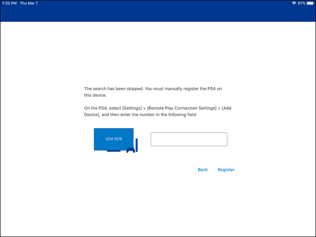 PS4 Remote Play setup on iPad