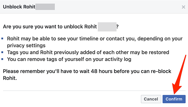 Нажмите «Подтвердить» в окне подтверждения на сайте Facebook.