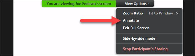 Выбор Аннотировать в меню