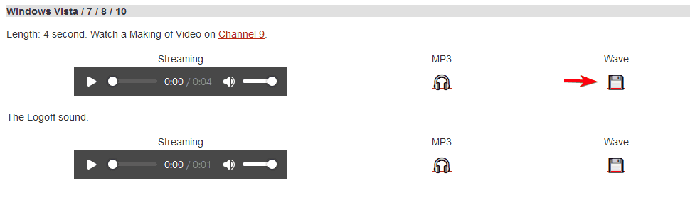 миниатюра страницы скачивания звука Windows 7