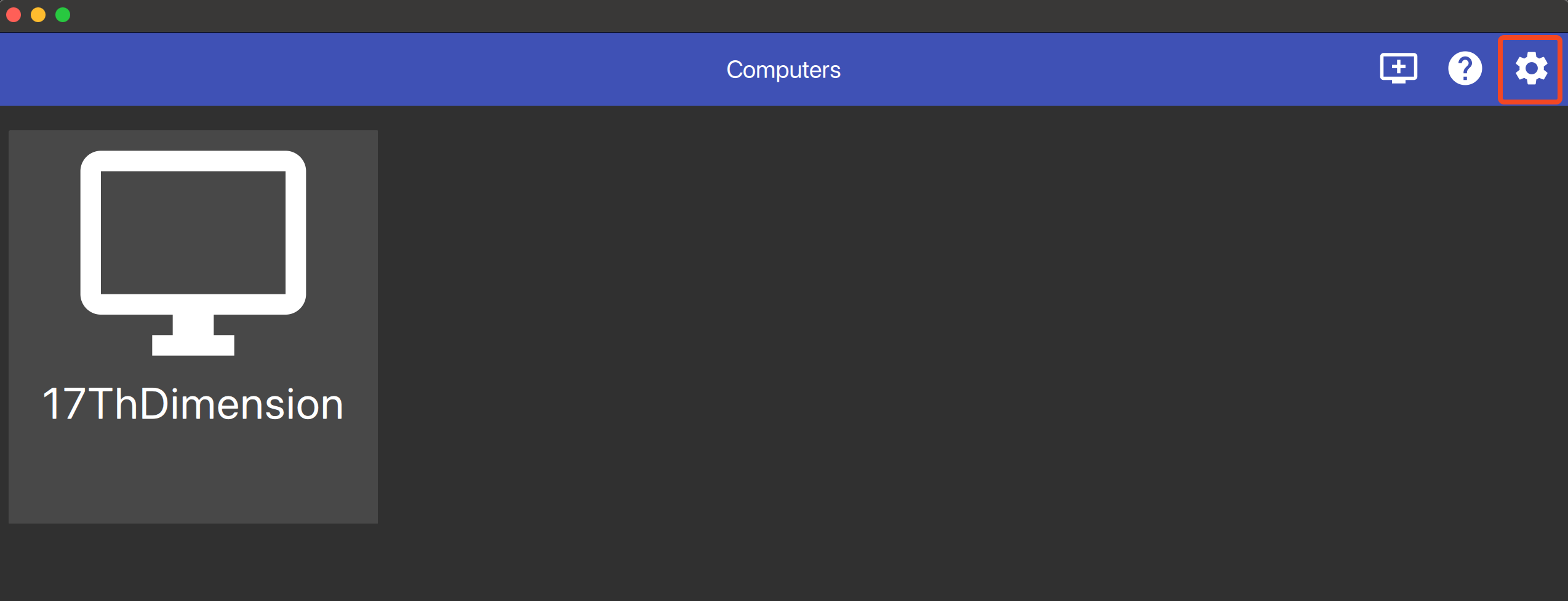Экран Moonlight с опцией настроек. 