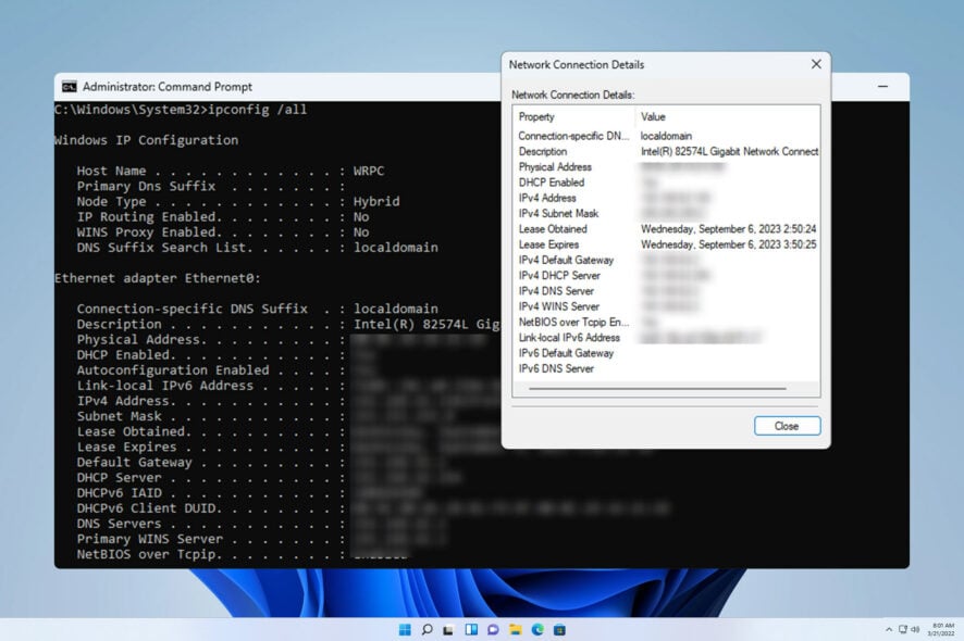 Просмотр сведений о сети в Windows 11