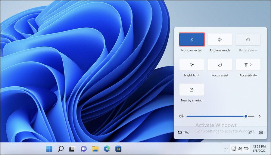 Значок Bluetooth в Центре уведомлений Windows