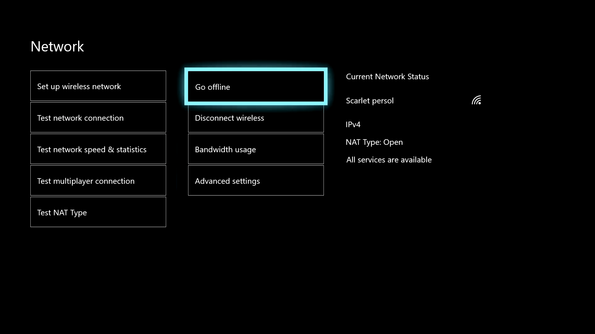Кнопка «Перейти в автономный режим» на Xbox