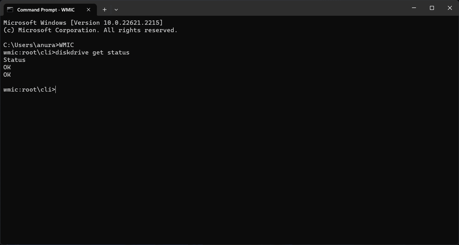 Результат diskdrive get status