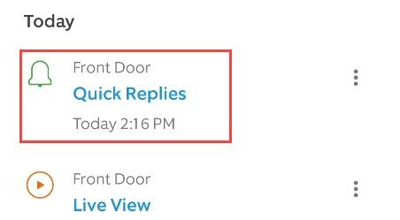 Запись Quick Reply отображается в истории Ring