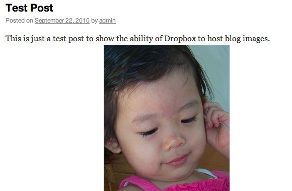 Пример опубликованного поста с изображениями, загруженными из Dropbox