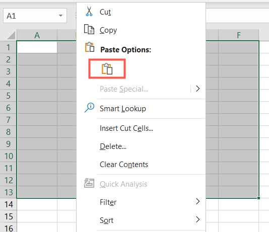 Щёлкните правой кнопкой и выберите Вставить