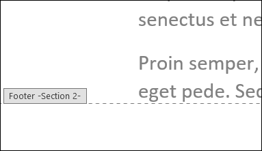 Окно редактирования колонтитула с указанием номера раздела