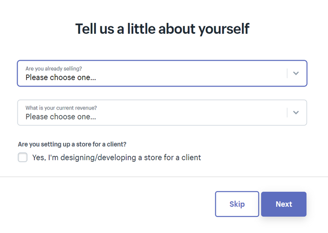 Вопросы при регистрации Shopify