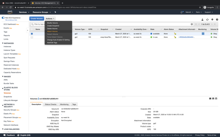 Прикрепить том